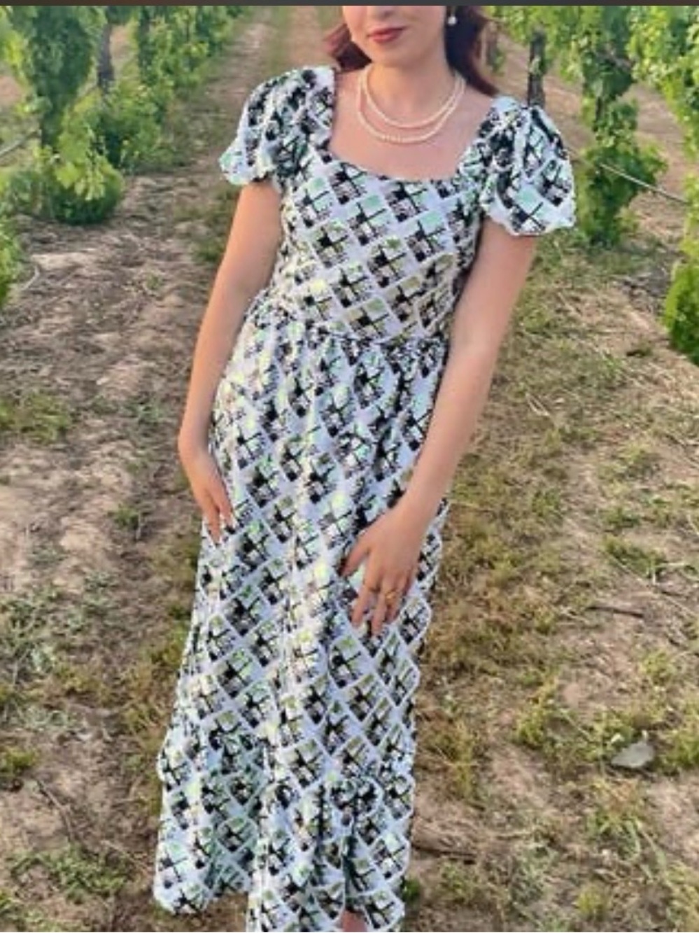 HVN Sequin Argyle Fromer Dress